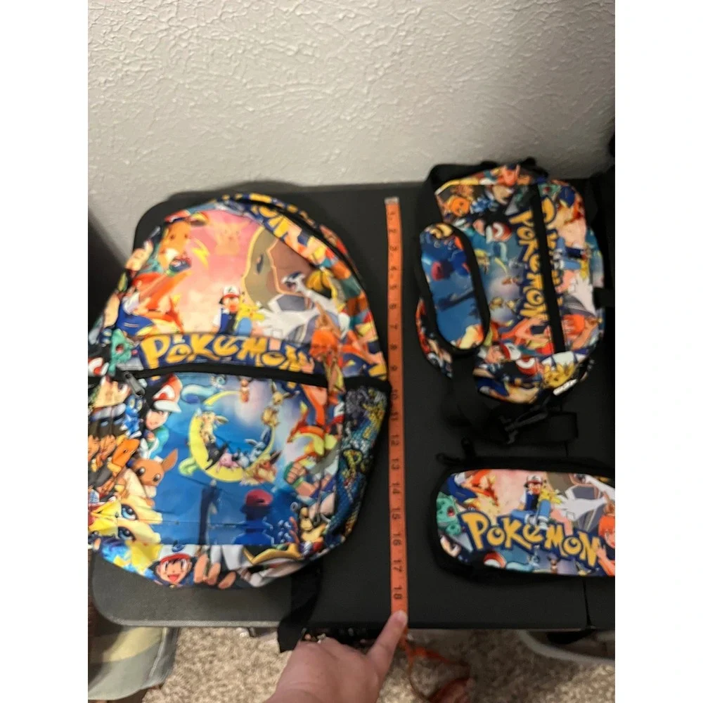 Pokemon 3 Piece Backpack Set Ash Pikachu Lunch Bag Pencil Case Multicolor NWOT